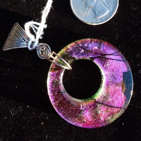 Handcrafted .925 Dichroic Glass Pendant - Picture 1 of 8